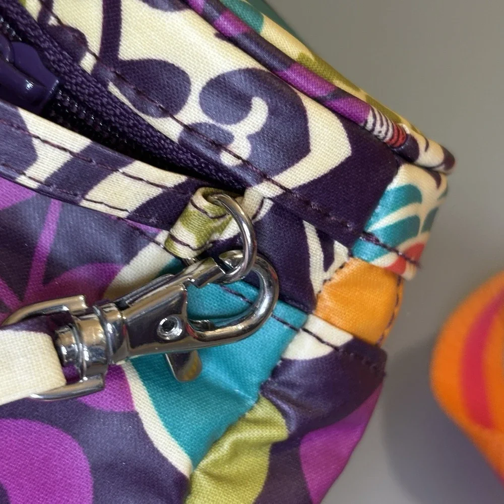 Vera Bradley Plum Crazy Purple Baby Bottle Caddy Zip Lid Waterproof Clean Tall